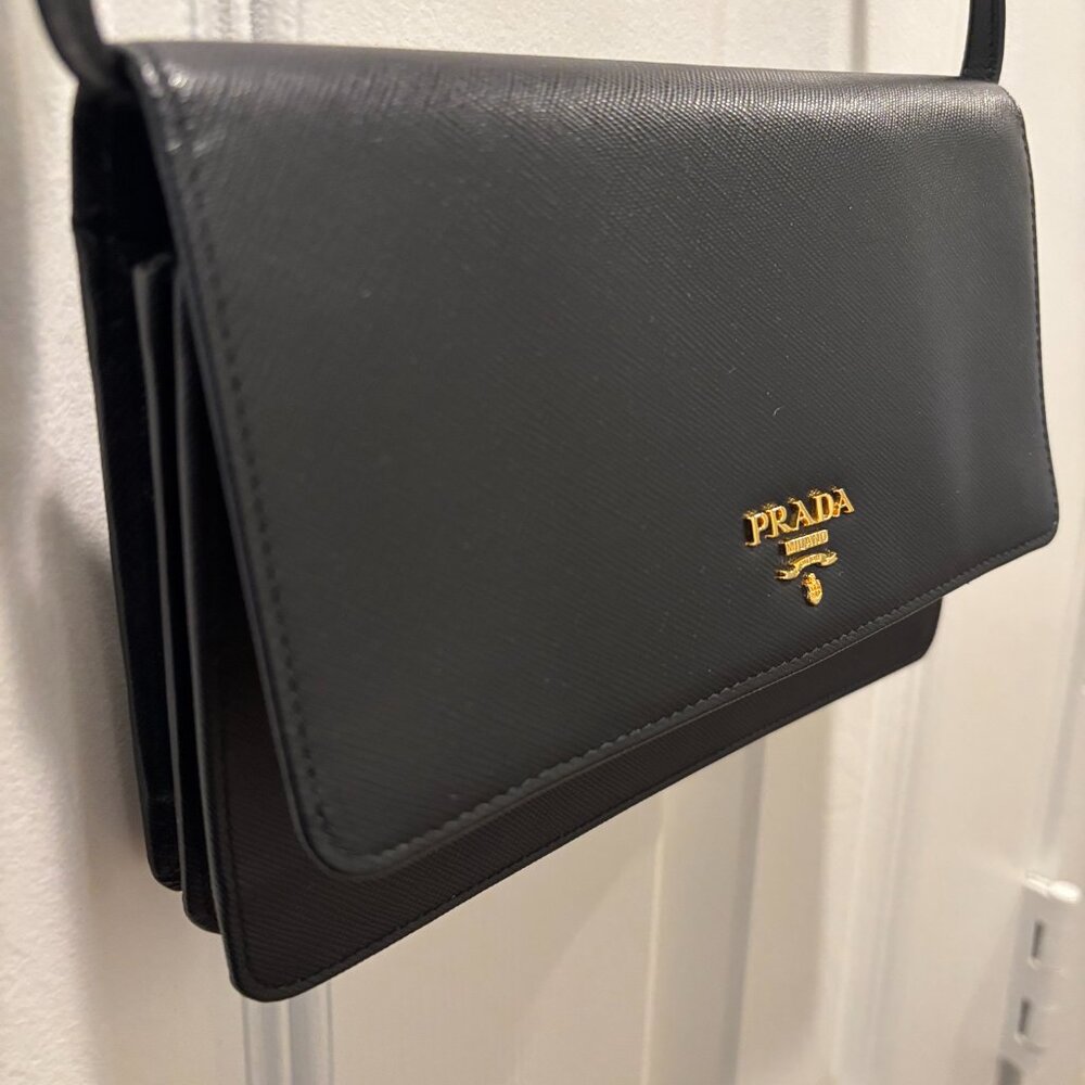 New Prada Saffiano Leather Business Card Wallet With Strap (Certified Authentic) - Picture 6 of 13